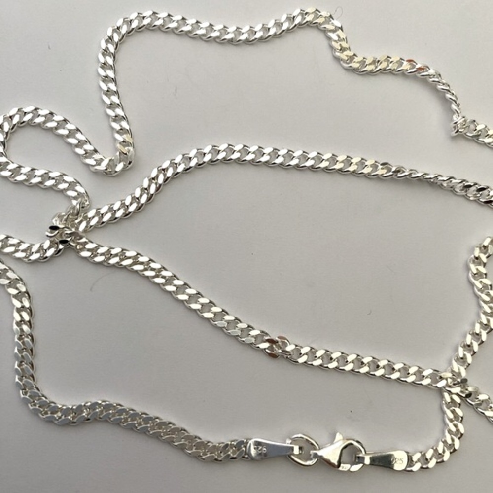 Unisex 925 Silver 4mm necklace 22 inches cuban chain - Picture 3 of 3